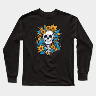 Sun Flower Skull Long Sleeve T-Shirt